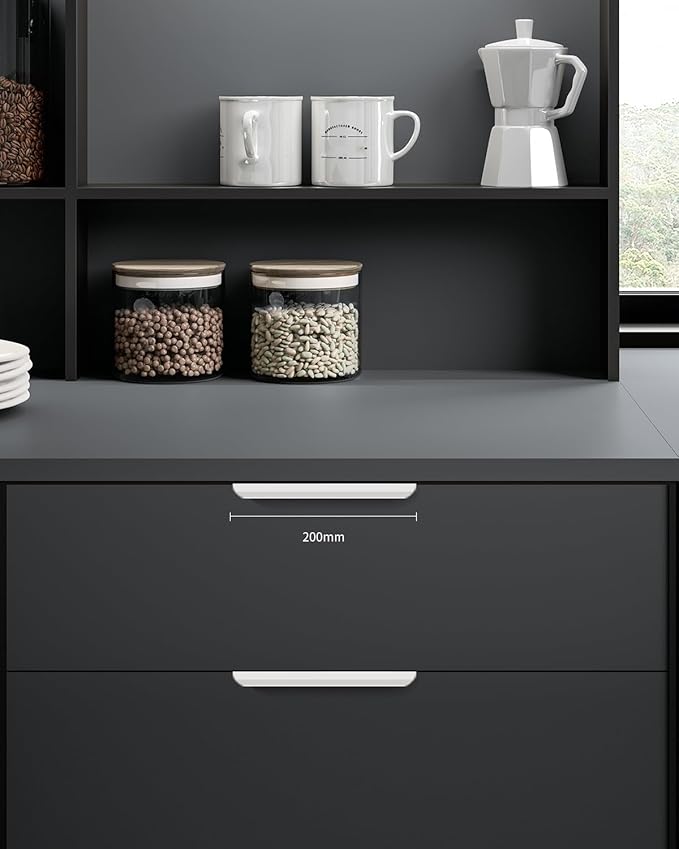 5 Pack 8 inch self Adhesive Cabinet pulls Adhesive Cabinet Handles Drawer Edge pulls Bright White Stick on Handles for Cabinet Finger pulls for Cabinet Adhesive Flat Concealed Drawer Handles