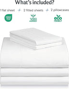 LuxClub 5 PC Split King Sheet Set Bed Sheets Deep Pockets Wrinkle Free Cooling Sheets Machine Washable Hotel Bedding Silky Soft - White Split King