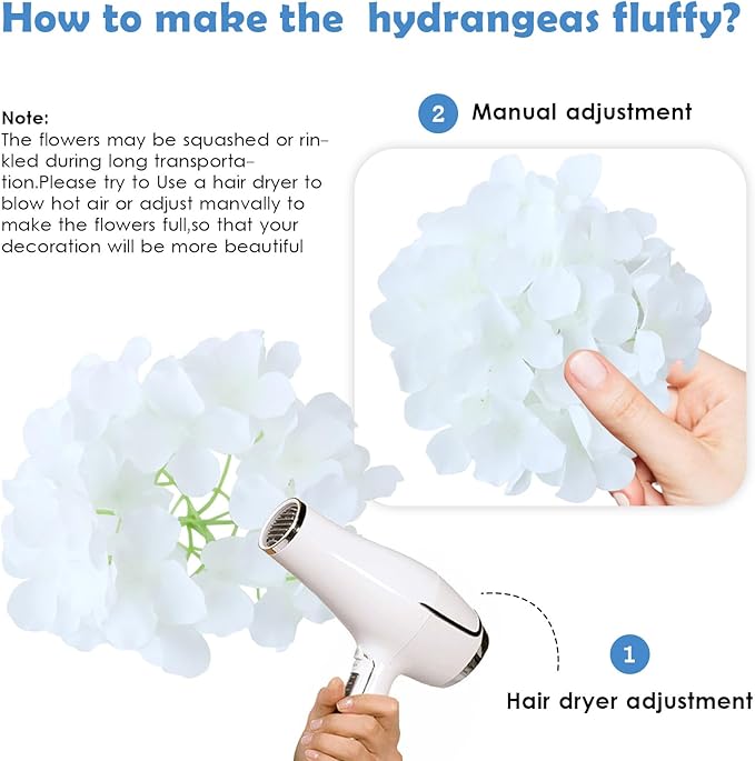 AVIVIHO 106pcs White Hydrangea Artificial Flowers Bulk Fake Flower Faux Hydrangeas Silk Flowers with Stems for Wedding,Parties,Table Centerpieces, Bridal Bouquet,Baby Shower,Home,Festival Decoration