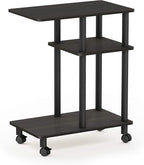 Furinno Turn-N-Tube C Shaped Side Table With Casters, Espresso/Black