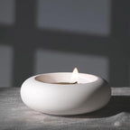 Handmade Decorative Pebble Tealight Candle Holders Set of 8 - Handcrafted Home Decor Accent for Calming Earthy Aesthetic White Cement Diameter 2.6 inches