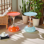 Sleek Hourglass Side Table - Stylish Modern Design Perfect for Living Rooms, Cafes, Dining Areas, Bedrooms, and Outdoors - Chic Decorative Accent (2, Light Green+Hermes Orange)