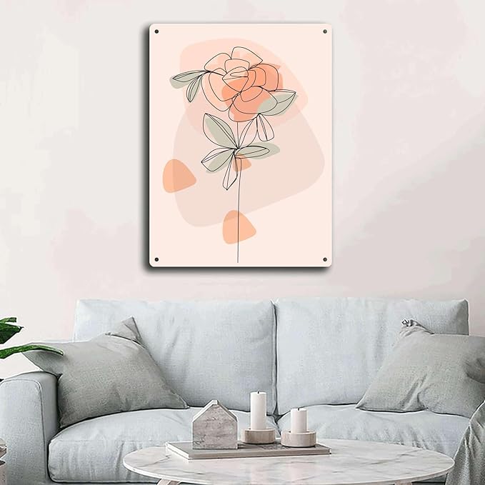 Metal Signs Scandinavian Flowers Suitable for Home Bar Cafe Farmhouse Decoration12x16inch Tin Sign