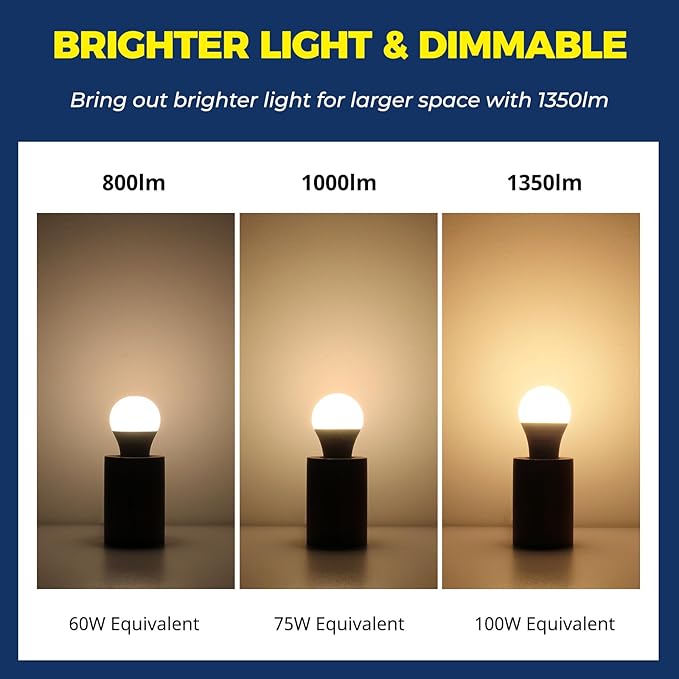 Lightinginside Smart Light Bulbs 100W Equivalent, Works with Alexa/Google Home/Smart Life, 1350LM 11W RGBCW Color Changing LED Light Bulbs, 2.4G WiFi Bluetooth Bulb, No Hub Required, ETL Listed, 2PCS