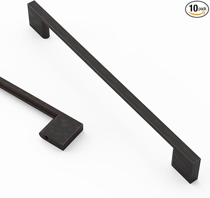 Asidrama 10 Pack 10 Inch(256mm) Oil Rubbed Bronze Kitchen Cabinet Handles, Cabinet Pulls Kitchen Cabinet Hardware for Cupboard Drawer Pulls
