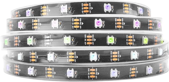 BTF-LIGHTING WS2812B IC RGB 5050SMD Pure Gold Individual Addressable LED Strip 16.4FT 150LED 30Pixel/m Flexible Full Color IP67 DC5V for DIY Chasing Color Project(No Adapter or Controller)