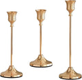 French Gold Candlestick Holders Set of 3, Metal Taper Candle Holders, Classic Decorative Candle Stick for Christmas, Wedding, Party, Dinner Tables,Home Décor