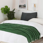 BOURINA Green Throw Blanket 60x80 Inches Throw Textured Solid Soft Sofa Throw Couch Knitted Decorative Blanket