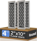2x10 Inches 4 Pack Heavy Duty Walkable Floor Register - Easy Adjust Air Supply Lever Decorative Floor Vent Covers, Boston Design Vent Covers for Home - Satin Nickel
