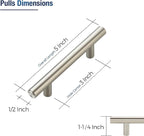 JOY DECOR 20 Pack Cabinet Handles, Brushed Nickel Cabinet Pulls, 3 in Hole Center Kitchen Cabinet Handles, Stainless Steel T Bar Handles for Dresser Drawers