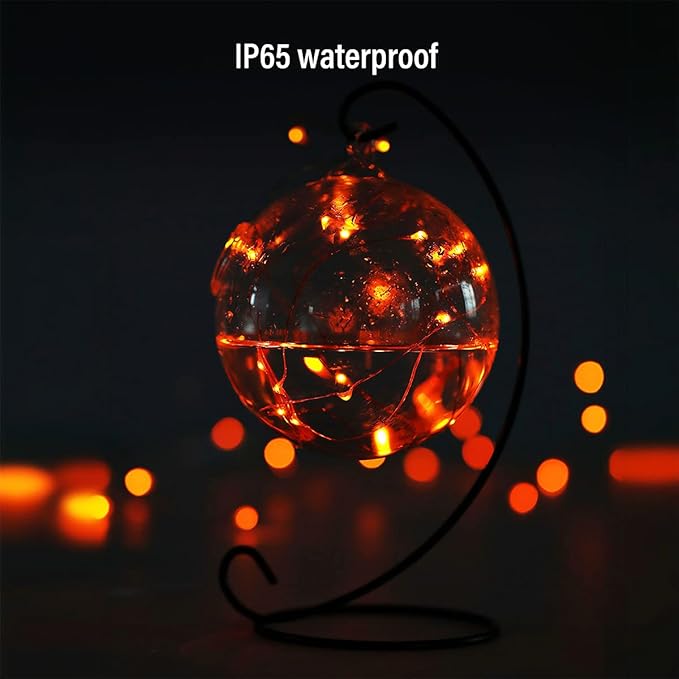 Mini Halloween Fairy Lights Battery Operate, 1 Pack Copper Wire Night Lights 3*AAA Battery Powered Led Starry Fairy String Lights for Bedroom, Christmas, Party, Decoration(5m/16ft Orange)