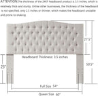 24KF Upholstered Tufted Button Linen Fabric Headboard,Comfortable Fashional Headboard Queen/Full Size,Ivory