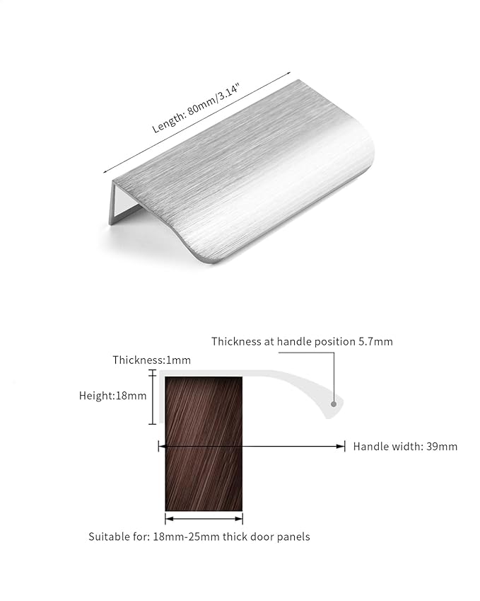 5 Pack 3 inch self Adhesive Cabinet pulls Silvery Finger pulls for cabinets Stick on Handles Concealed Cabinet Handles Edge pulls for cabinets Drawer Pull Seam Drawer Handles Flat pulls