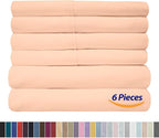 6 Piece Bed Sheet Set, Full, Peach
