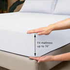 Mejoroom Queen Sheet Set - Hotel Luxury 1800 Bedding Sheets & Pillowcases - Deep Pocket Fitted Sheet, Hypoallergenic, Wrinkle& Breathable, Fade Resistant - 4 Piece (Queen,White)