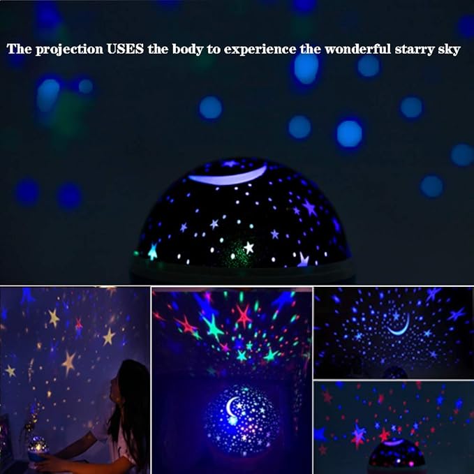 Borelor Star Night Light for Kids, 12 Color Changing Lights Modes with USB Cable, 360°Rotating Moon Star Projector Desk Lamp for Bedroom Party Decor & Girls Birthday Gift (Purple)