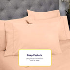 6 Piece Bed Sheet Set, Twin, Peach