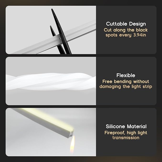 LED Strip Lights Warm White 3000K,65.6ft 110-120V Neon Rope Lights,Flexible Silicone Outdoor Waterproof Neon Strip Lights for Bedroom,Mirror,Kitchen Cabinet, Living Room,Halloween Decor