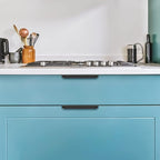 Ravinte Hardware 8 Pack Black Cabinet Handles, 5.9 Inch (150mm) Finger Edge Pulls, 5 Inch Hole Center, Finger Pulls for Cabinets