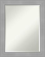 Amanti Art Silver Bathroom Mirror for Over Sink, 28x22 Vista Brushed Nickel Rectangle Vanity Mirror, Medium Casual Frame, Hangs Horizonally and Vertically, Bathroom Wall Decor, Beveled Edge
