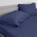 Deep Pocket Twin Sheets Set for Kids Air Mattress - Extra Deep Pocket Twin Sheet Sets - 3Pcs Side Storage Pocket Fitted Sheet & Pillowcases Easily Fits 16in to 24in Pillow Top Bed Mattress - Navy Blue
