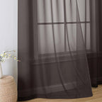 Aiyufeng Chocolate Brown Sheer Curtains 96 Inches Long 2 Panels, Solid Voile Rod Pockets Stylish Breathable Drapes Window Treatment for Kid's Room/Bedroom/Living Room, 42W x 96L, Chocolate Brown