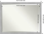 Amanti Art Silver Bathroom Mirror for Over Sink, 33x43 Vista Brushed Nickel Narrow Rectangle Vanity Mirror, X-Large Casual Frame, Hangs Horizonally and Vertically, Bathroom Wall Decor, Beveled Edge