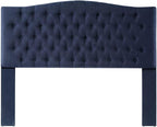 24KF Upholstered Tufted Button Linen Fabric Headboard,Comfortable Fashional Headboard Queen/Full Size,Navy Blue