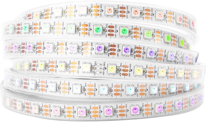 BTF-LIGHTING WS2812B IC RGB 5050SMD Pure Gold Individual Addressable LED Strip 16.4FT 300LED 60Pixel/m Flexible Full Color IP67 DC5V for DIY Chasing Color Project(No Adapter or Controller)