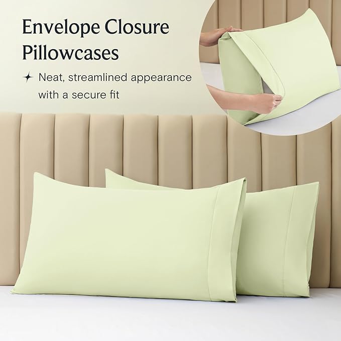LuxClub 3 PC Sheet Set Bed Sheets Deep Pockets 16" Eco Friendly Wrinkle Free Cooling Machine Washable Hotel Bedding Silky Soft - Sage Green Twin XL