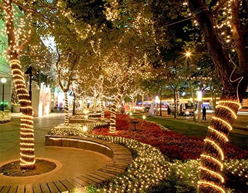 33ft LED Rope Lights, 110V 2 Wire Connectable Christmas Rope Lights Outdoor,240 LED Waterproof Indoor Outdoor Warm Rope Lights for Outside, Deck, Patio, Pool, Camping, Landscape Lighting (Warm White)