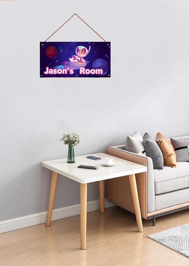 Personalized Universe Sign Astronaut Themed For Kids Room Door Art Décor for Little Man Cave,Custom Name Rocket Wall Decor Decorative Plate for Boys Room Girls Bedroom