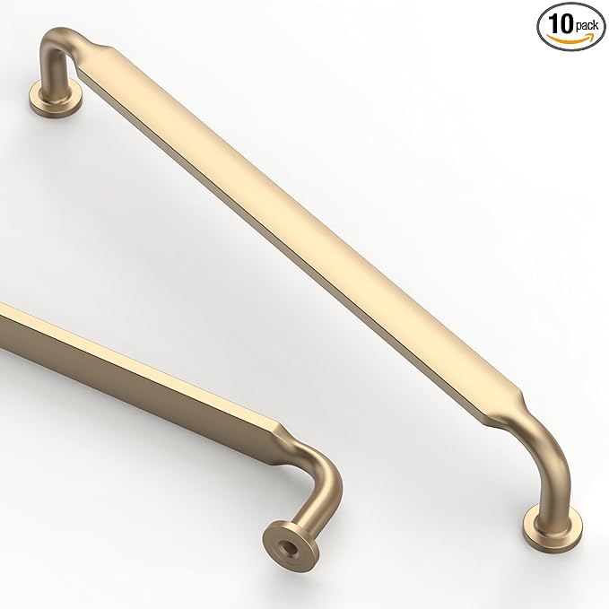 Asidrama 10 Pack 7.5 Inch(192mm) Brushed Brass Kitchen Cabinet Handles, Cabinet Pulls Kitchen Cabinet Hardware for Cupboard Drawer Pulls