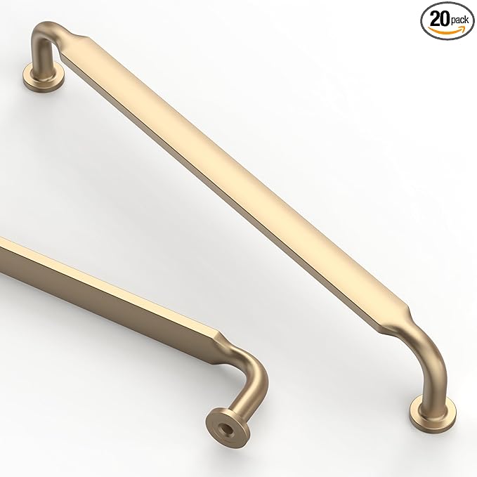 Asidrama 20 Pack 7.5 Inch(192mm) Brushed Brass Kitchen Cabinet Handles, Cabinet Pulls Kitchen Cabinet Hardware for Cupboard Drawer Pulls