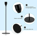 Black Candlestick Holder Set of 12 for Taper Candles, Decorative Candle Holders Bulk Candle Stick Holders Taper Candle Holders for Table Centerpiece Wedding Dinning Party Anniversary Home Decor