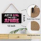Anime Wall Decor Anime Room Decor Anime Gifts for Girls Anime Gifts for Women, Just a Girl Who Loves Anime Wooden Sign Wall Art Decor for Farmhouse Home Porch Bedroom Living Room Office Party