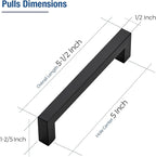 JOY DECOR 10 Pack Cabinet Handles, Black Cabinet Pulls, 5 Inch Kitchen Closet Handles Square Drawer Pulls Stainless Steel Drawer Hardware, 128mm Hole Centers