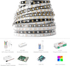 BTF-LIGHTING WS2812B IC RGB 5050SMD Pure Gold Individual Addressable LED Strip 3.28FT 60LED 60Pixel/m Flexible Full Color IP65 DC5V for DIY Chasing Color Project(No Adapter or Controller)