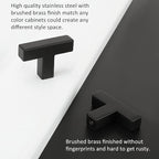 LONTAN 12 Pack Kitchen Cabinet Knobs Black Knobs for Dresser Drawers Sqaure Black Cabinet Hardware for Bathroom Cupboard,Stainless Steel