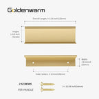 goldenwarm 5 Pack Gold Finger Edge Pulls Drawer Finger Pulls Champagne Gold Kitchen Hardware Handles Bedroom Dresser Drawers,3-3/4in Hole Center
