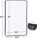 SUPER DEAL 24x36 Inch Black Wall Mirror for Bathroom, Stainless Steel Metal Frame with Rounded Corner, Rectangular Bathroom Entryways Decor Vanity Mirrors Wall Mounted