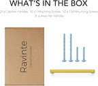 Ravinte 25 Pack 6-1/4 Inch Square Cabinet Handles - Brushed Brass Pulls, Stainless Steel Drawer Pulls, Kitchen Cabinet Hardware