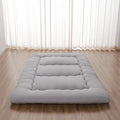 Japanese Floor Mattress, Futon Mattress with Storage Bag and Washable Cover, Roll Up Tatami Mat Suitable for Guest Room, Grey, Queen
