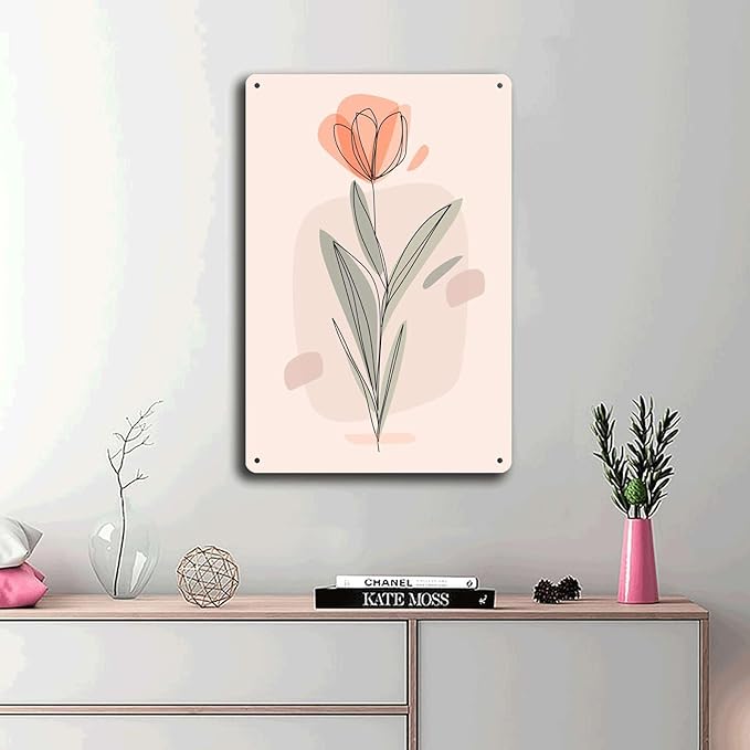 Metal Tin Signs Elegant Floral Prints for Home Decor Bedroom and Bathroom Wall Decoration 8x12inch Tin Sign