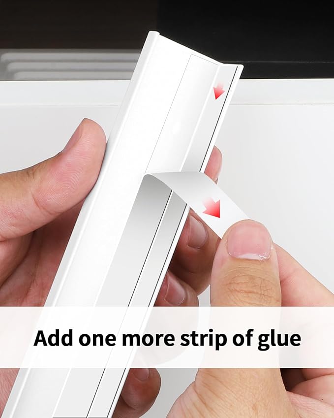 5 Pack 8 inch self Adhesive Cabinet pulls Adhesive Cabinet Handles Drawer pulls Warm White Stick on Finger pulls Concealed Finger pulls for cabinets Seam Handles Edge Flat