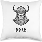 Nordic Vikings Legends Old Norse Mythology Gods Nordic Scandinavian Legends Old Norse Mythology Gods Borr Throw Pillow, 16x16, Multicolor