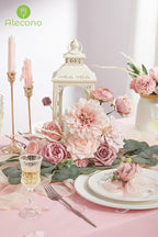 Alecono Artificial Flowers, Dusty Pink Silk Fake Flowers for DIY Wedding Bridal Bouquets, Wedding Cake Flowers for Table Centerpieces Baby Shower Birthday Party Home Decorations