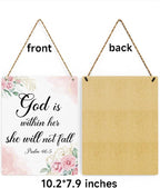 Inspirational Decor God is Within Her She Will Not Fall Psalm 46:5 Christian Gifts for Women Bible Verse Wall Art Scripture Wooden Hanging Sign for Kids Room Bathroom Bedroom Decor 8 x 10 Inches