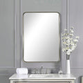 ANDY STAR 22x30'' Brushed Nickel Bathroom Mirror, Rounded Rectangle Brushed Silver Mirror for Bathroom Vanity SUS304 Metal Tube Framed(Rustproof) 1’’ Deep Wall Mounted Vertically/Horizontally