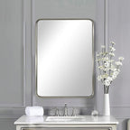 ANDY STAR 22x30'' Brushed Nickel Bathroom Mirror, Rounded Rectangle Brushed Silver Mirror for Bathroom Vanity SUS304 Metal Tube Framed(Rustproof) 1’’ Deep Wall Mounted Vertically/Horizontally